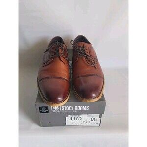 Stacy Adams Dickinson Men'sCognac Lace Up Cap Toe Oxford Dress Shoes Size 9M